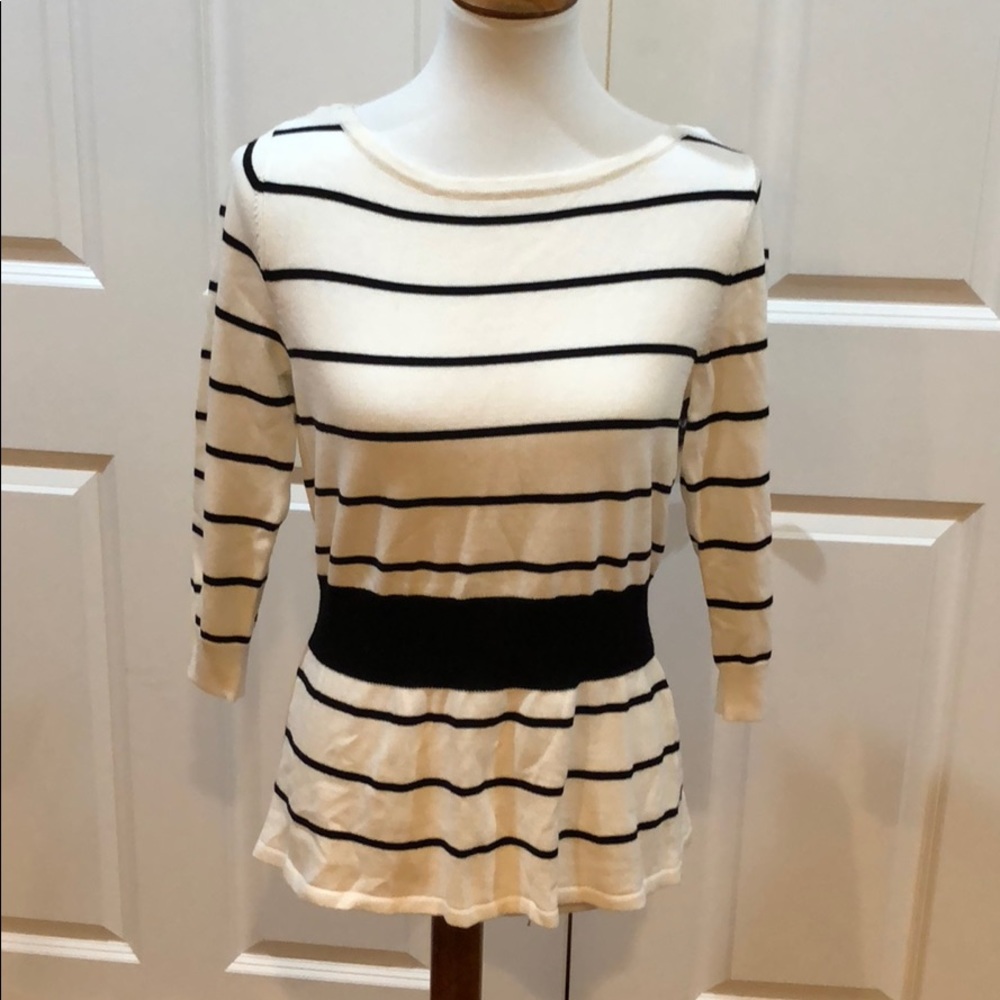 WHBM black and white striped sweater size M